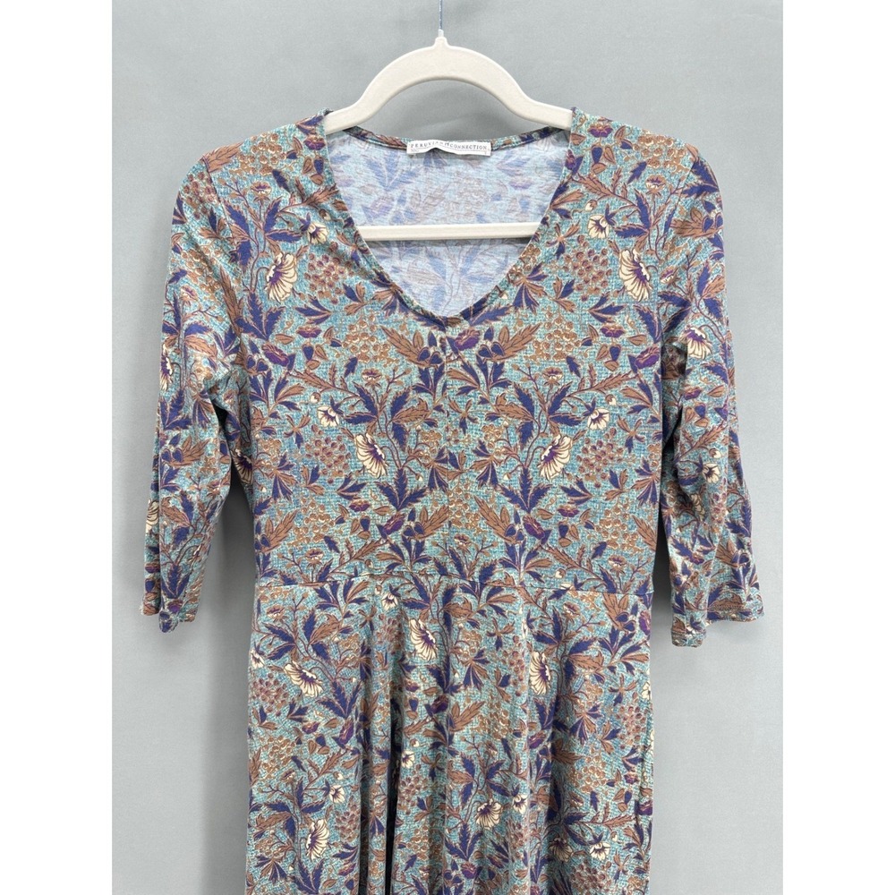 Peruvian Connection Tuscan Floral Dress Bluestone Maxi Small Boho Cottagecore - Picture 3 of 12